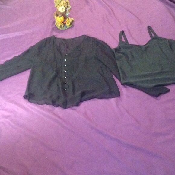 Coldwater Creek Tops - Ladies size small cami with sheer coverup in black